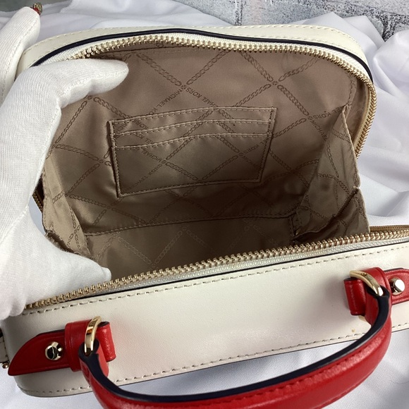 MICHAEL KORS Jet Set Medium Pebbled Leather Crossbody Red, White, Blue $298 - Picture 10 of 13
